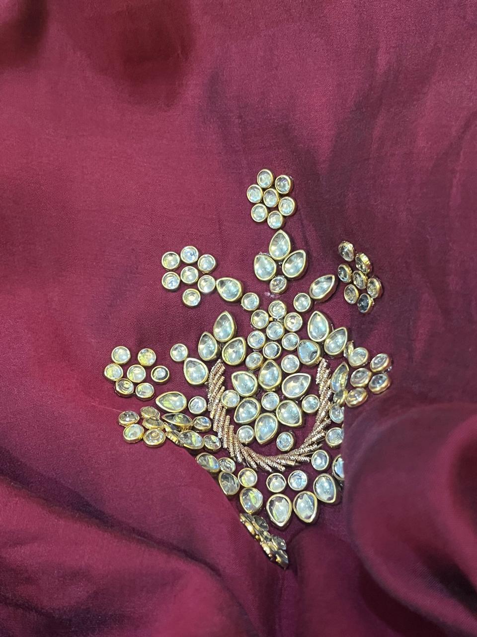 Absolutely stunning and gorgeous heavy hand work Kurta - Wine Red