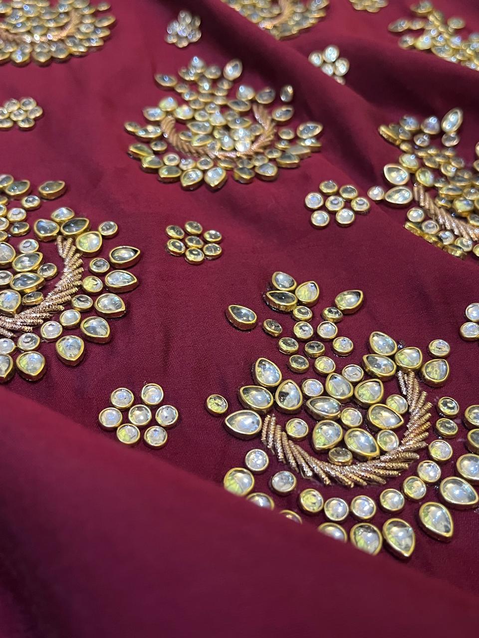 Absolutely stunning and gorgeous heavy hand work Kurta - Wine Red