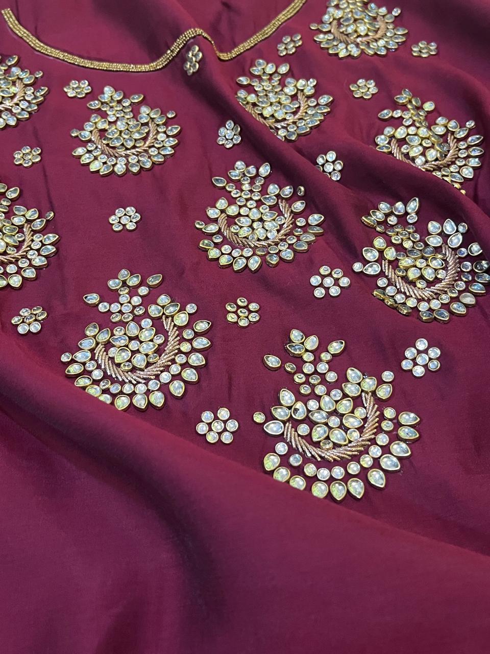 Absolutely stunning and gorgeous heavy hand work Kurta - Wine Red