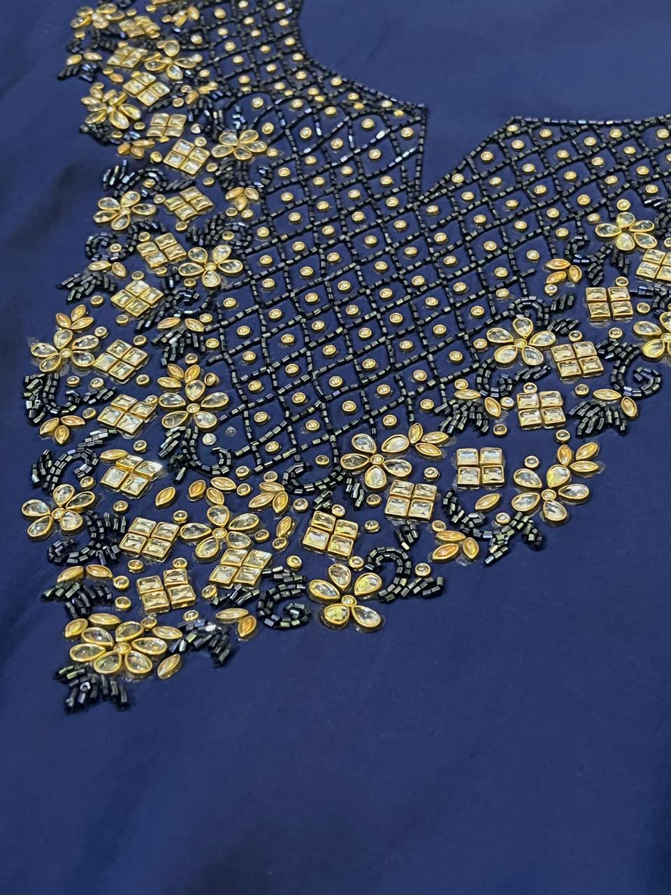 Absolutely stunning and gorgeous heavy hand work Kurta - Navy Blue
