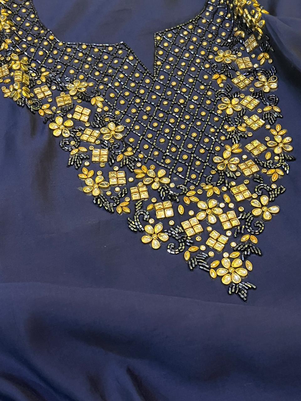Absolutely stunning and gorgeous heavy hand work Kurta - Navy Blue