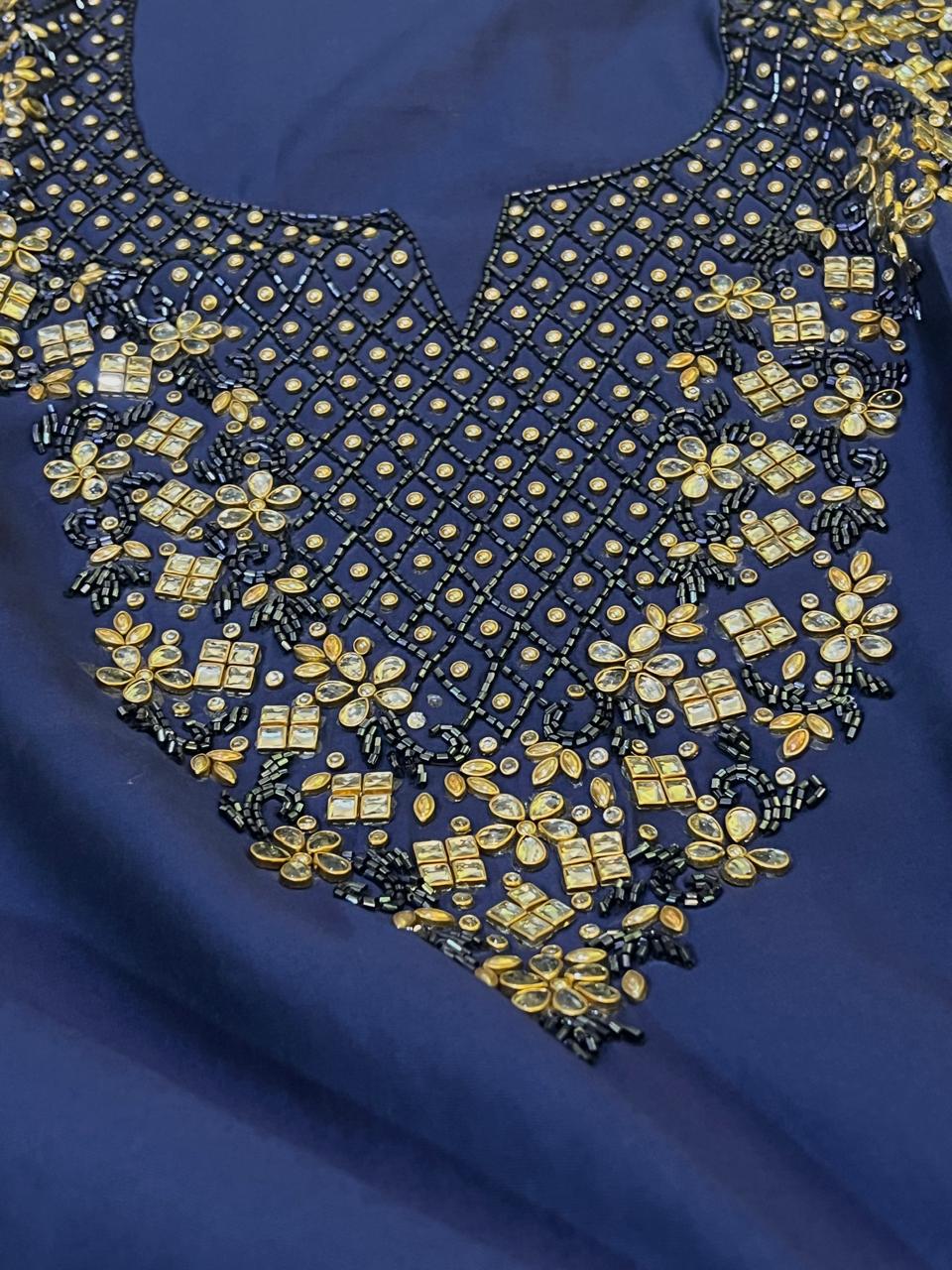 Absolutely stunning and gorgeous heavy hand work Kurta - Navy Blue