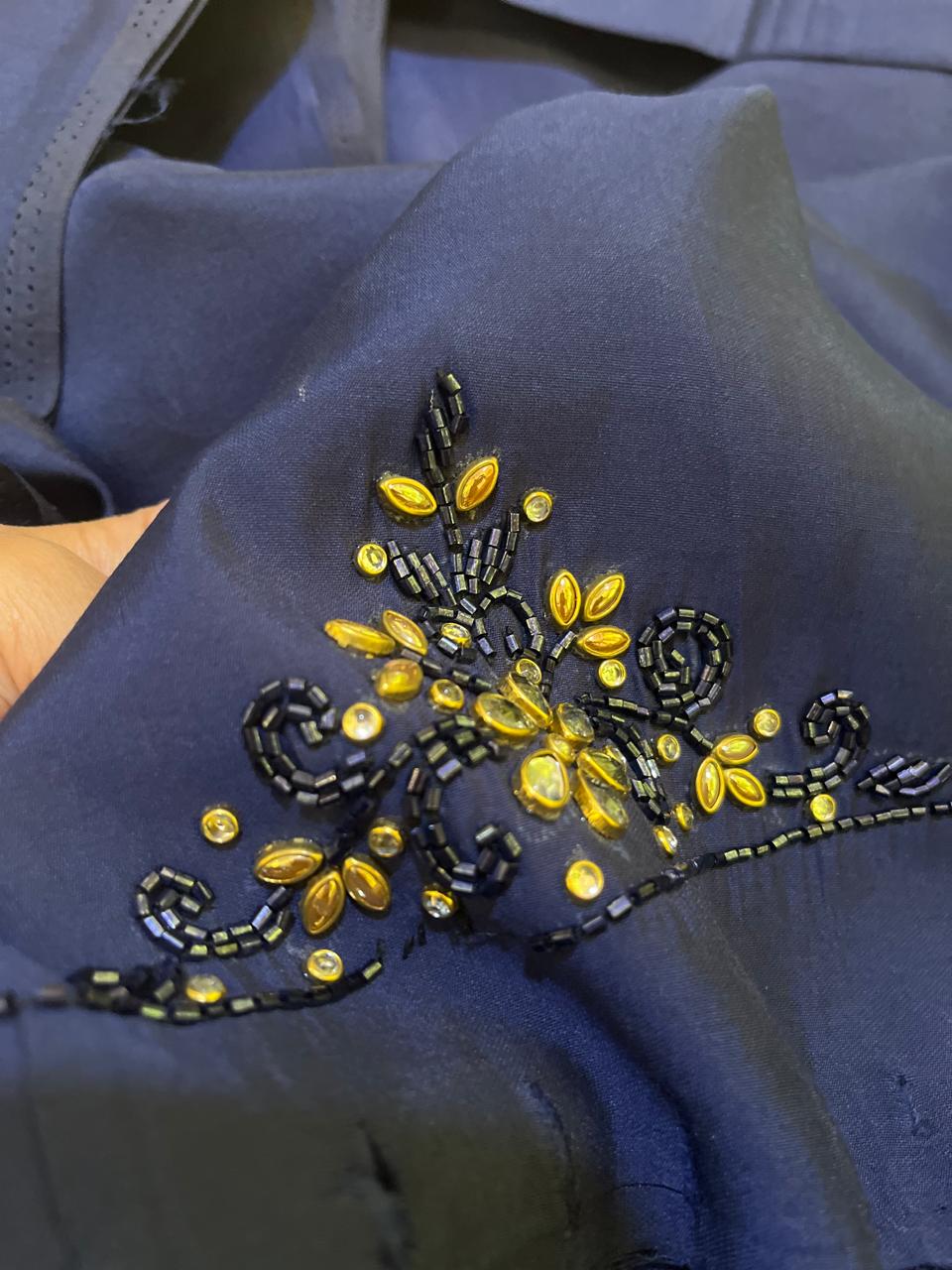 Absolutely stunning and gorgeous heavy hand work Kurta - Navy Blue
