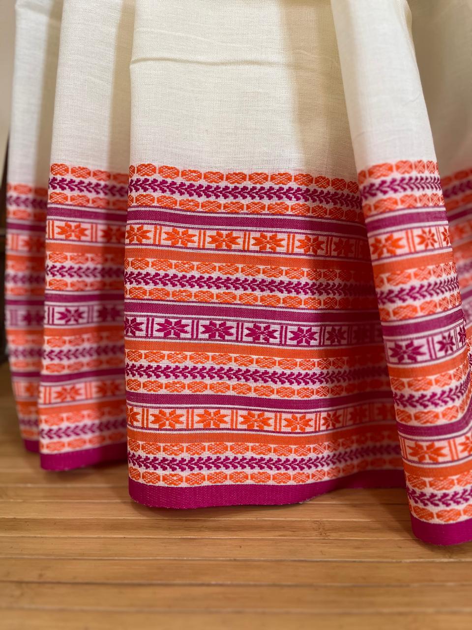 Beautiful Pure Cotton Saree with Hand Embroidered Kantha Work - White