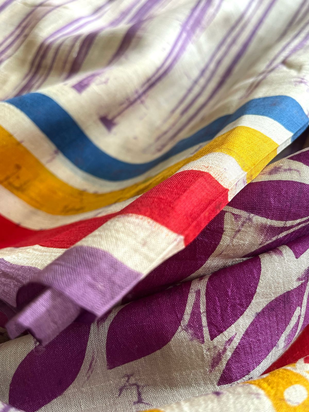 Very exclusive Pure Tussar Silk Saree with Wax Batik Handwork - Radha Krishna Rasleela