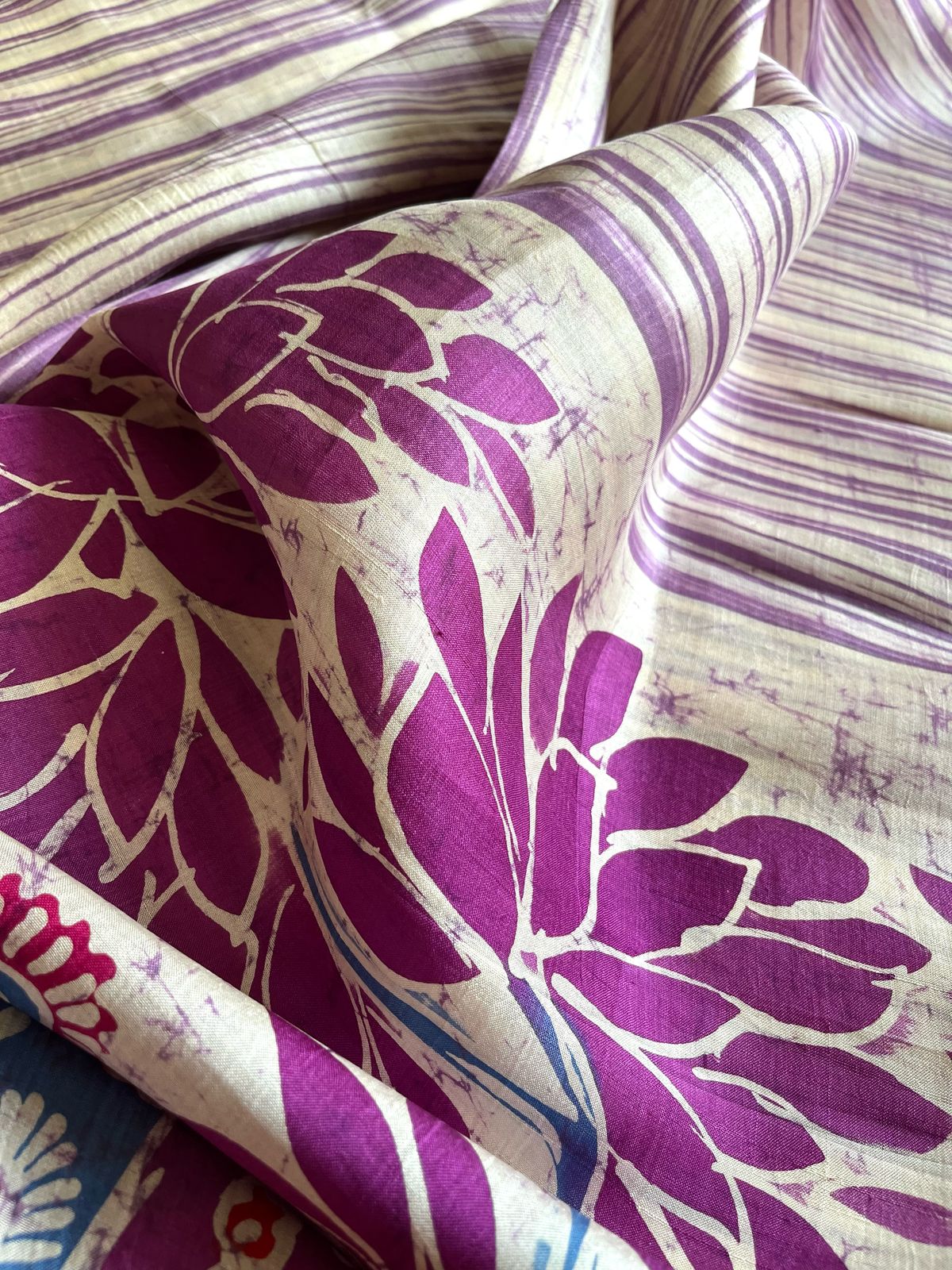 Very exclusive Pure Tussar Silk Saree with Wax Batik Handwork - Radha Krishna Rasleela