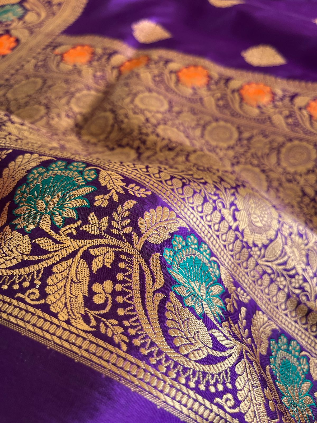 Pure Handloom Banarasi Katan Silk saree - Royal Purple