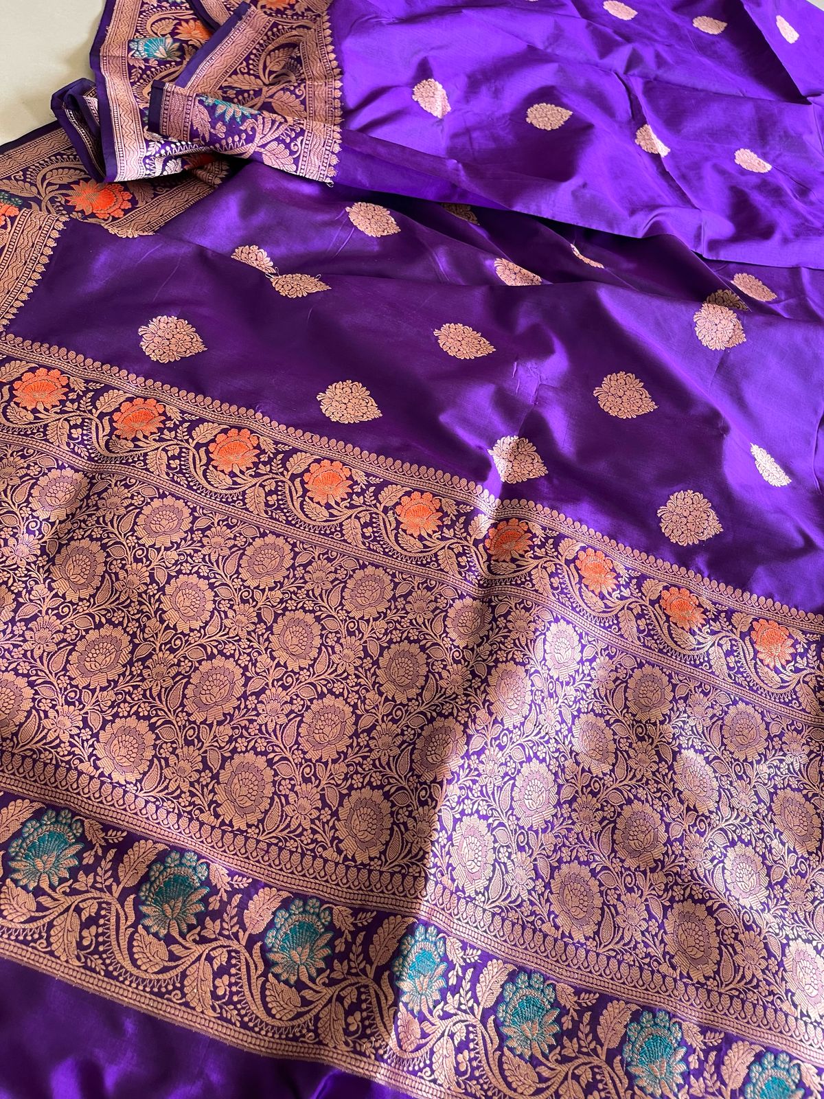 Pure Handloom Banarasi Katan Silk saree - Royal Purple