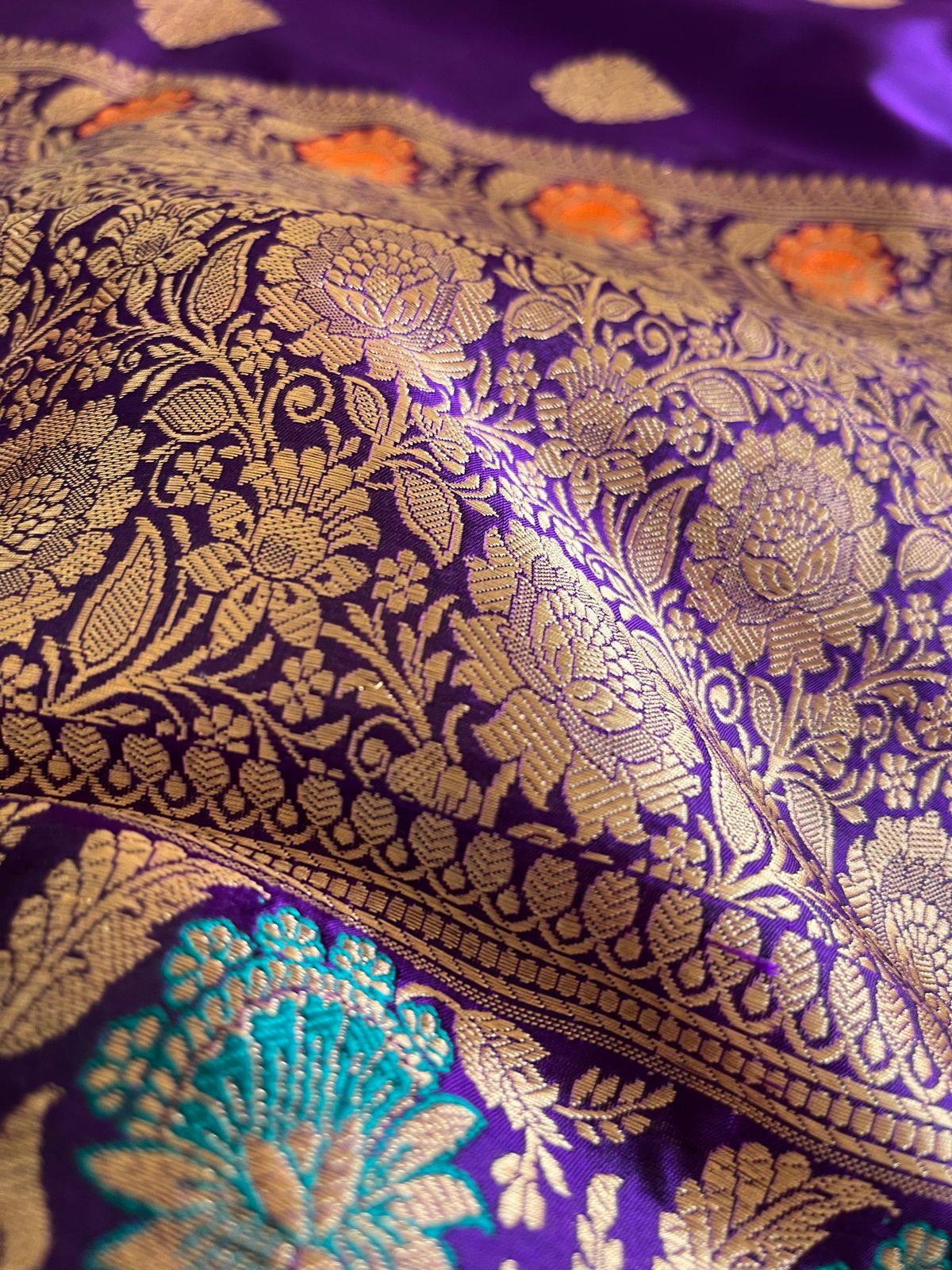 Pure Handloom Banarasi Katan Silk saree - Royal Purple