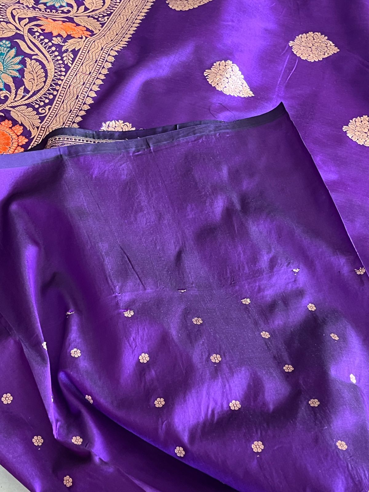 Pure Handloom Banarasi Katan Silk saree - Royal Purple