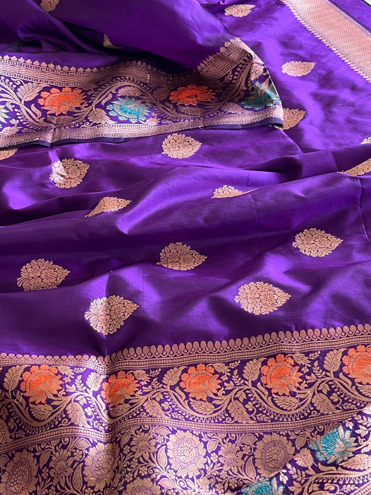 Pure Handloom Banarasi Katan Silk saree - Royal Purple