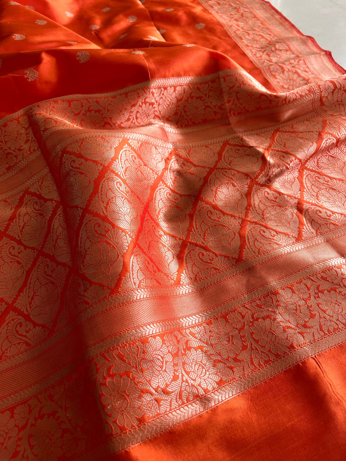 Pure Katan Silk Handwoven Banarasi Saree - Orange