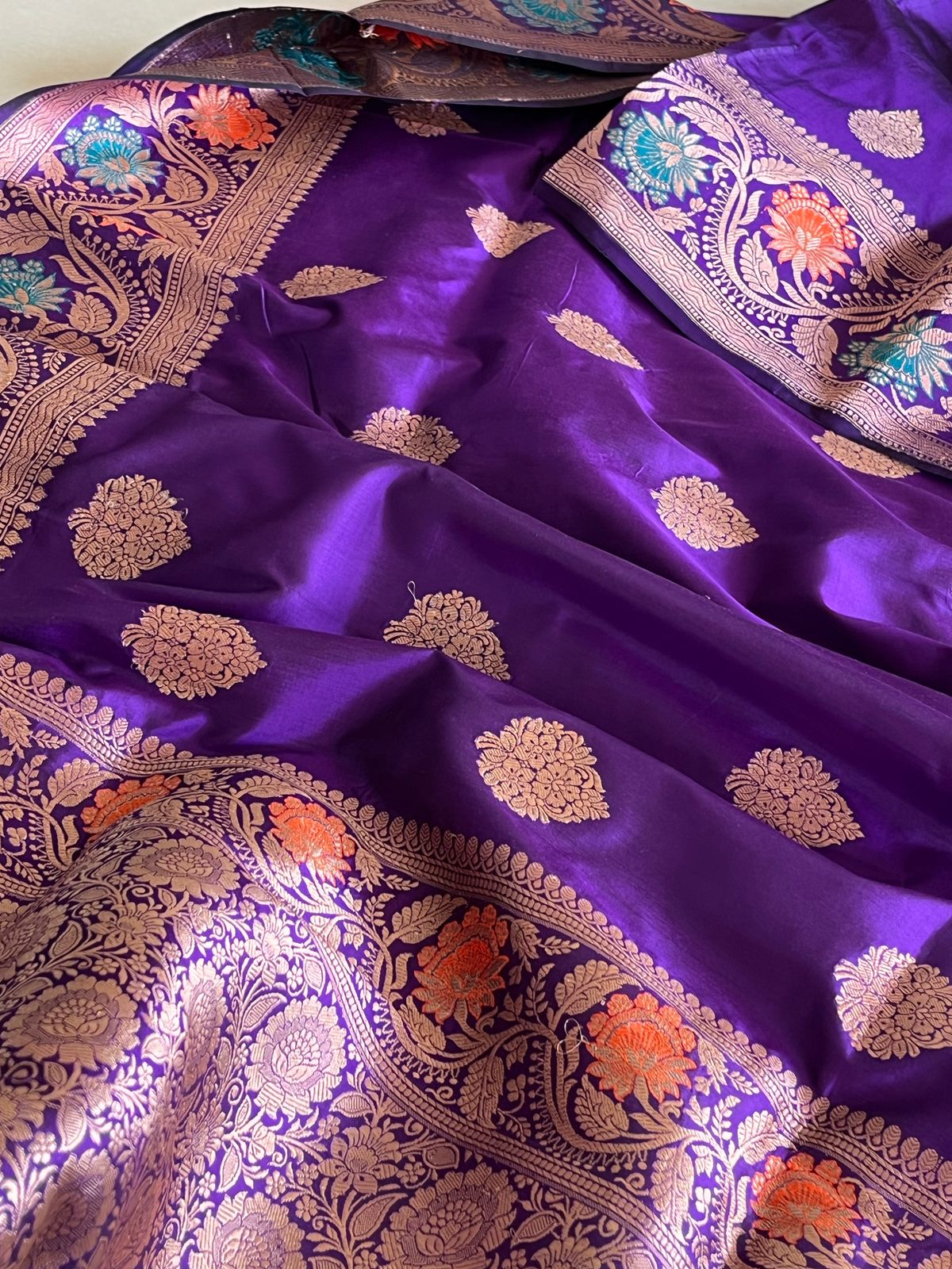 Pure Handloom Banarasi Katan Silk saree - Royal Purple