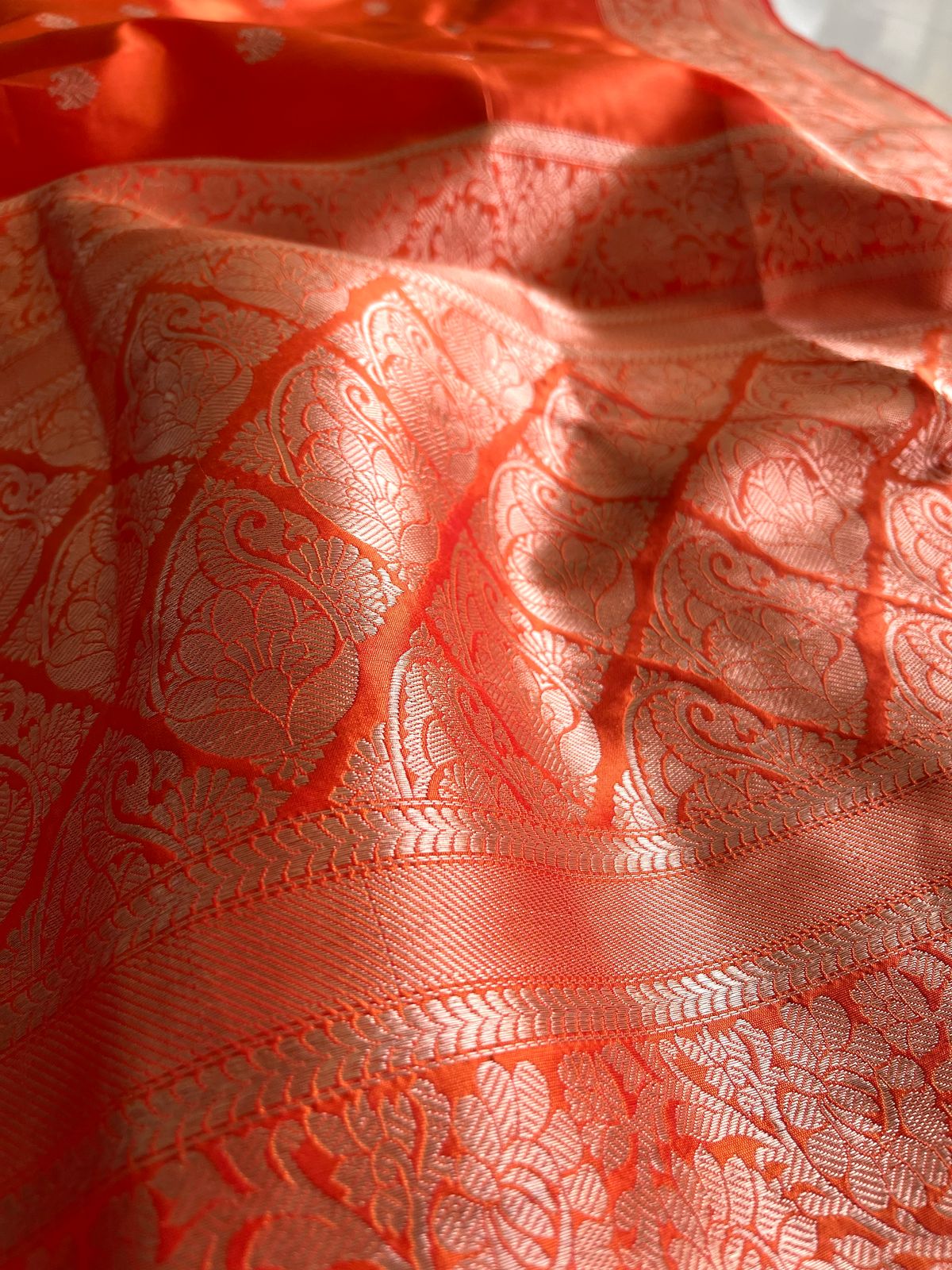 Pure Katan Silk Handwoven Banarasi Saree - Orange