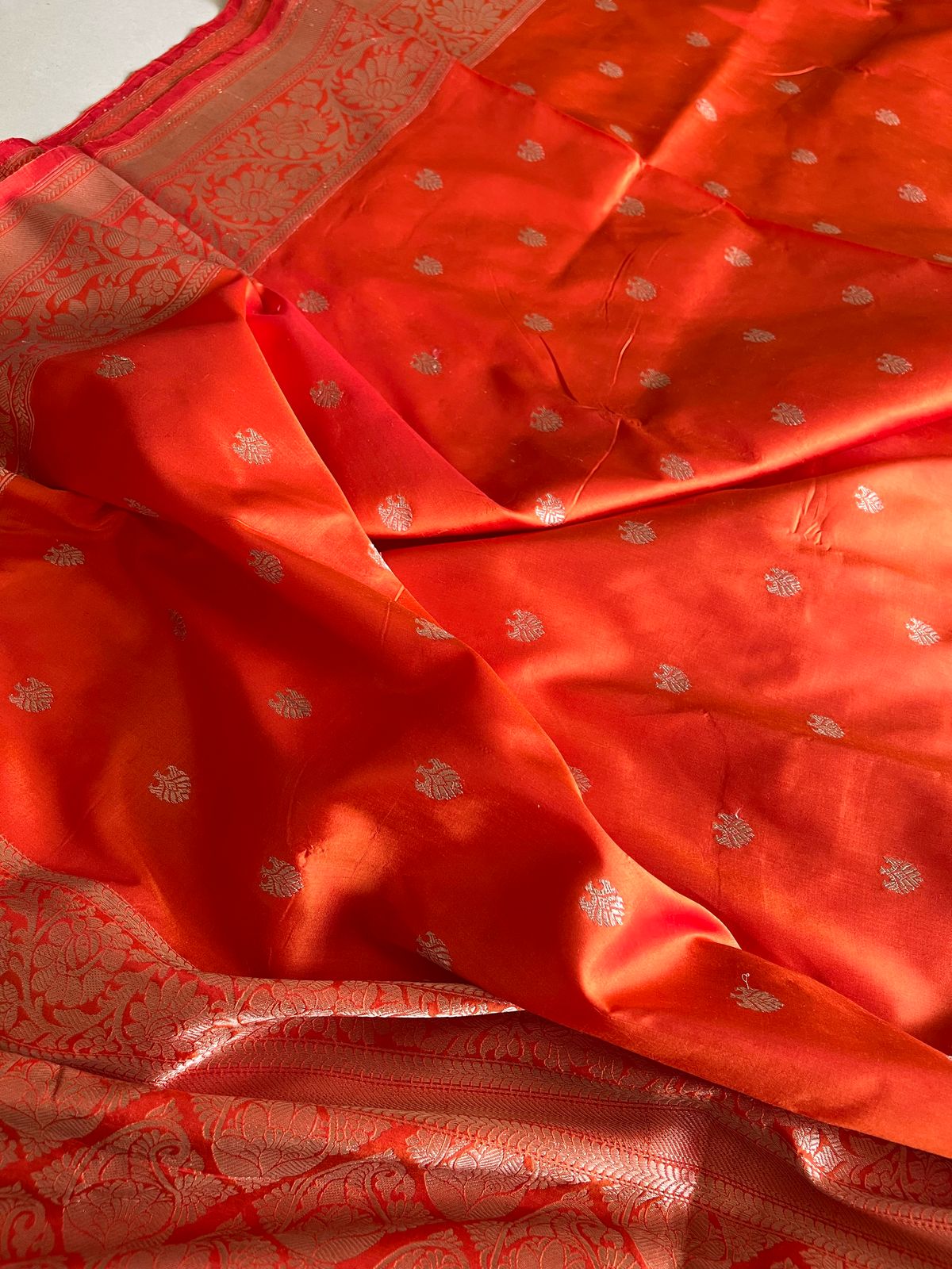 Pure Katan Silk Handwoven Banarasi Saree - Orange