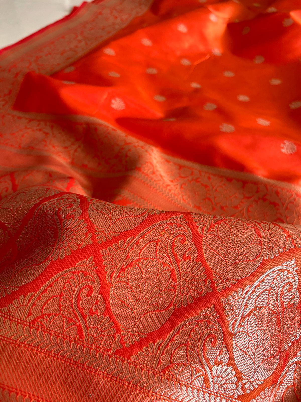 Pure Katan Silk Handwoven Banarasi Saree - Orange