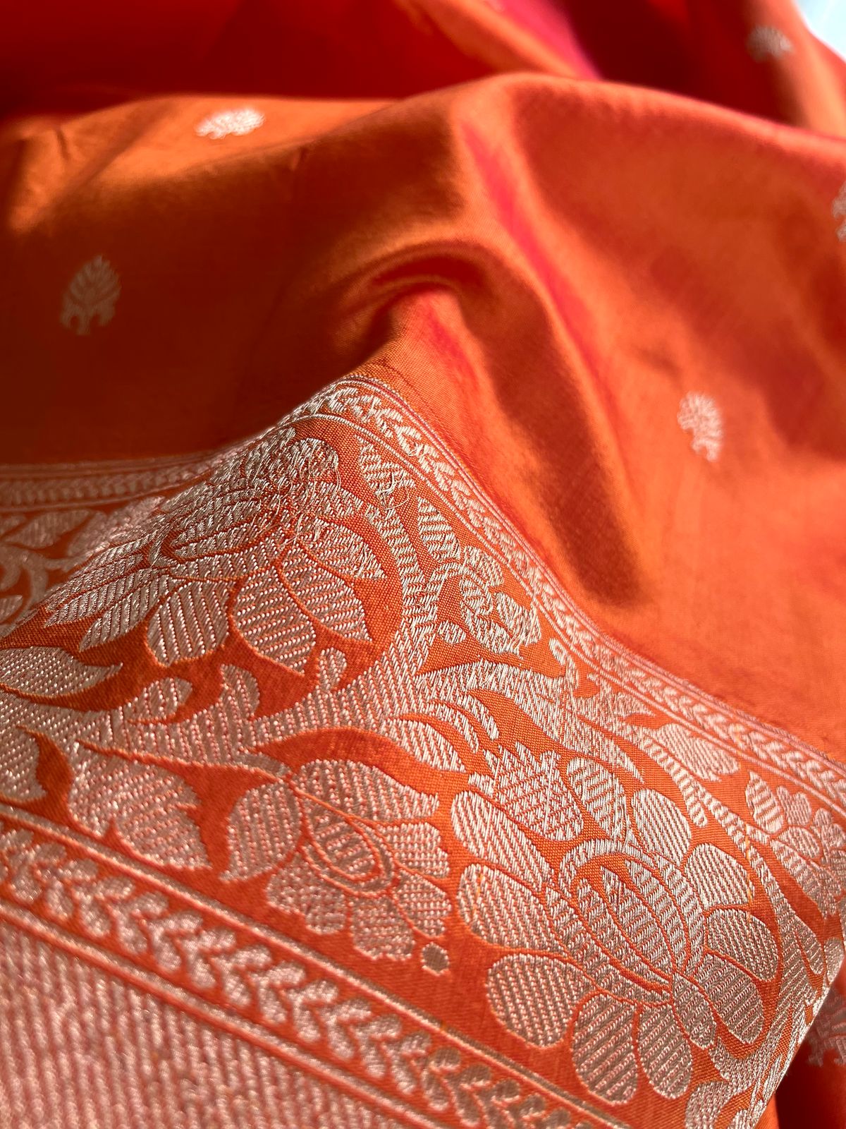 Pure Katan Silk Handwoven Banarasi Saree - Orange