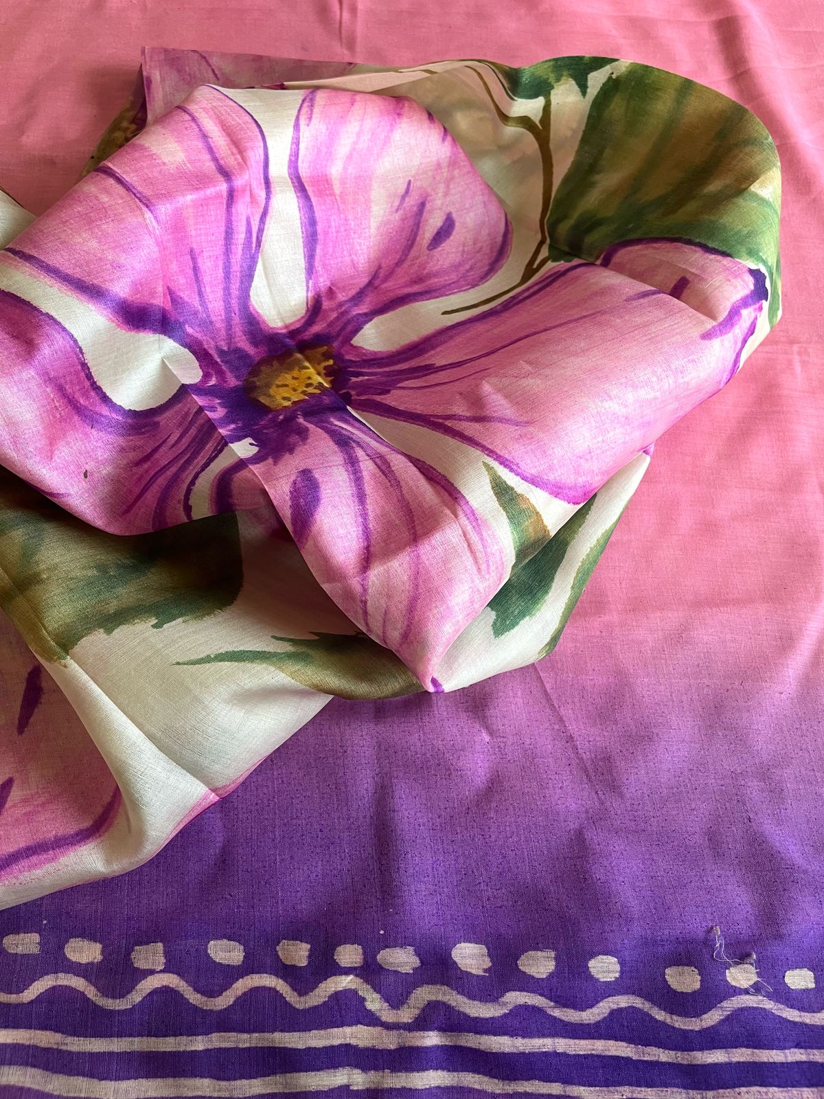 Exquisite and Gorgeous Pure Silk Handpainted Kurta Dupatta Set - Pink