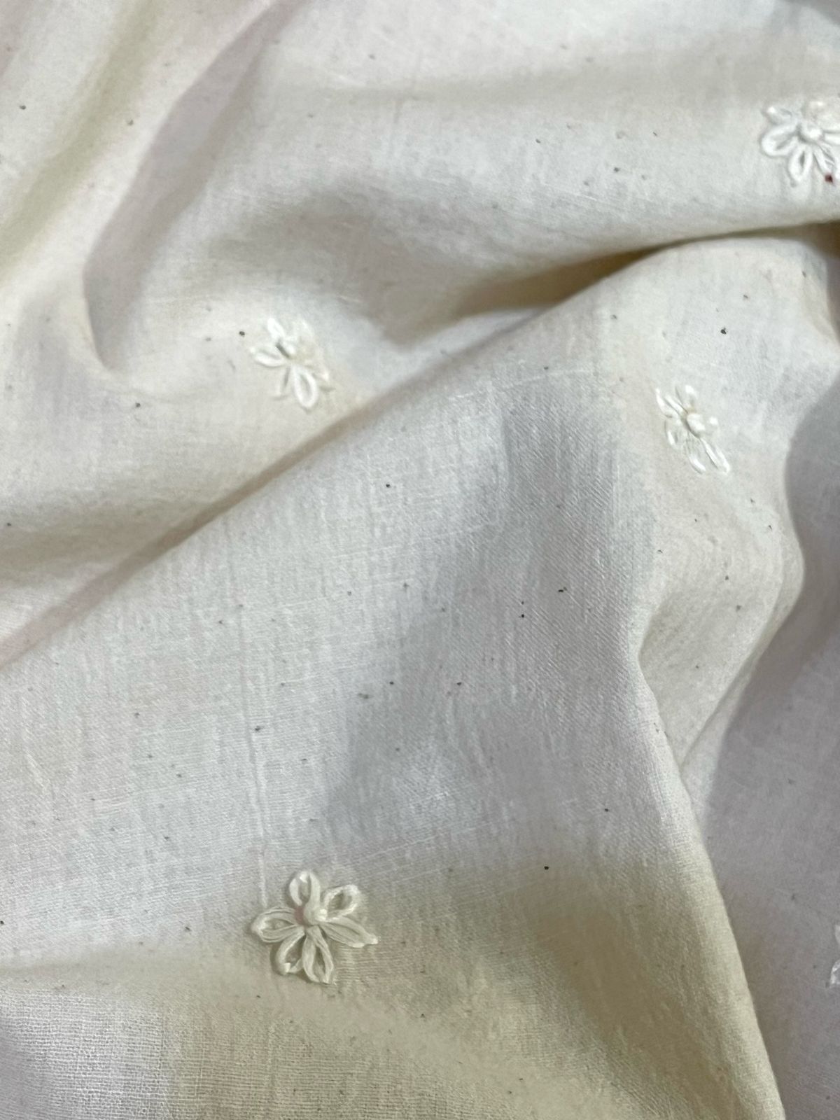Beautiful Handloom cotton Kurtas with Hand embroidery-White and Pink