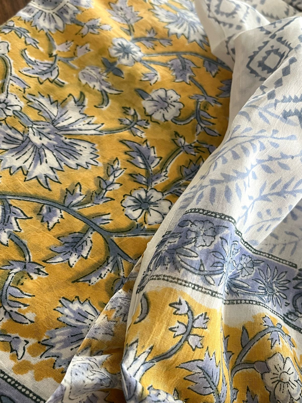 Pure Cotton 3 piece Handblock Printed Suits - Yellow