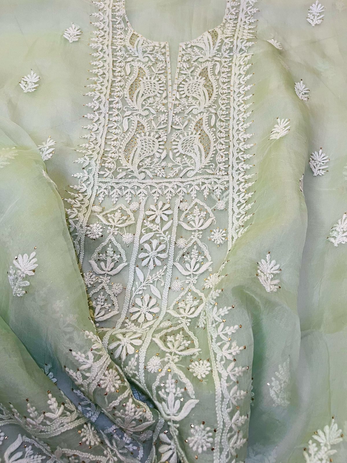 Pure Organza Chikankari Kurta Dupatta