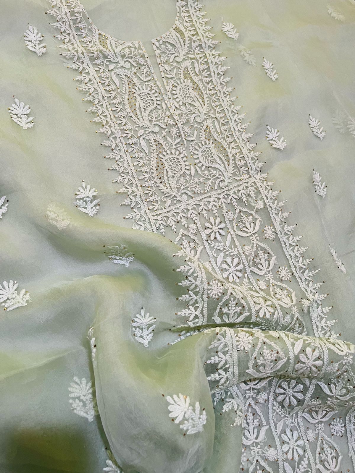 Pure Organza Chikankari Kurta Dupatta