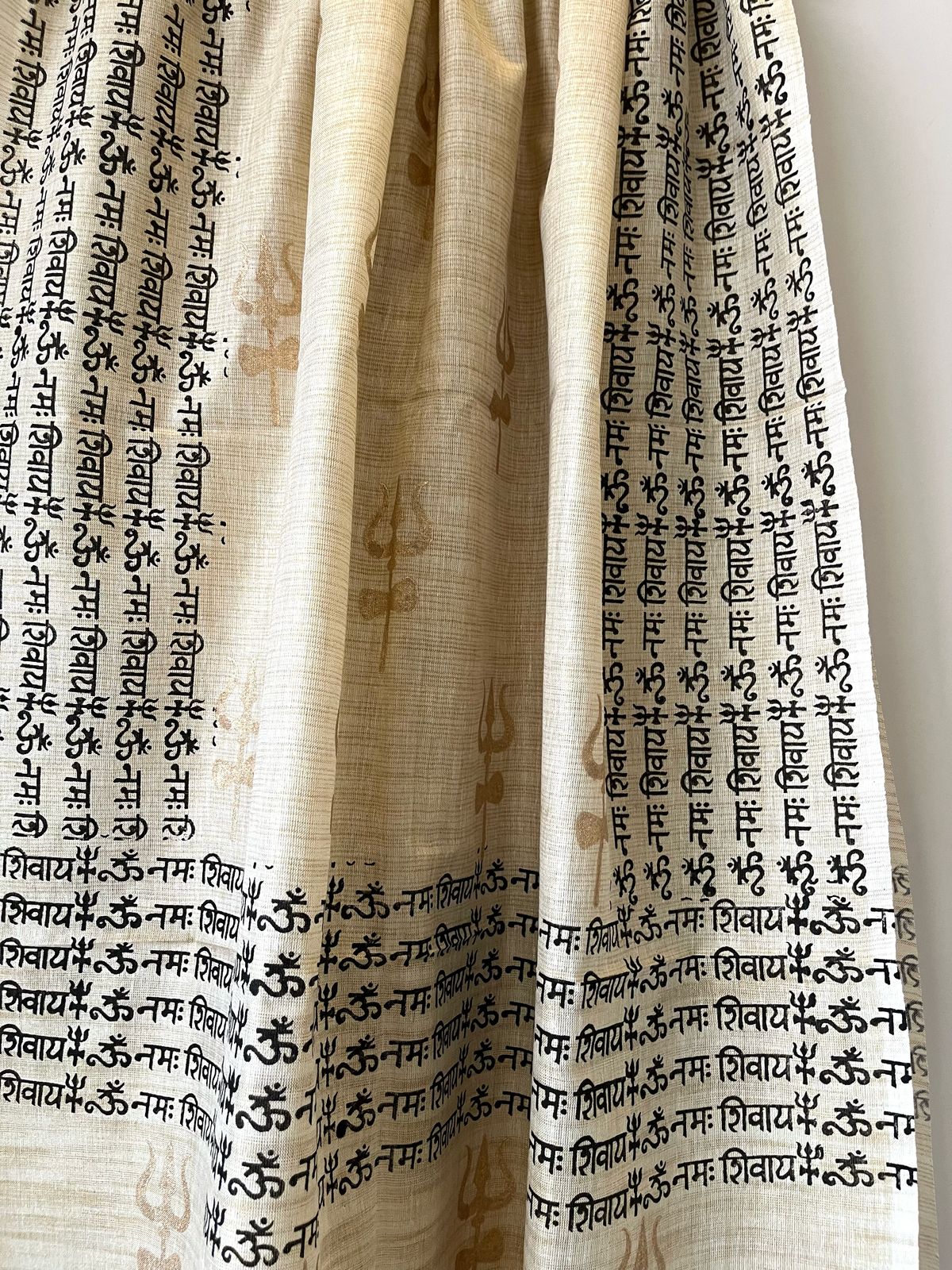Beautiful Handblock Printed Dupatta - Om Namah Shivay print - Beige with Black