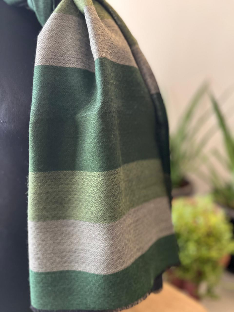 Very stylish Reversible Pure Wool Handwoven Stole - Forest Mist