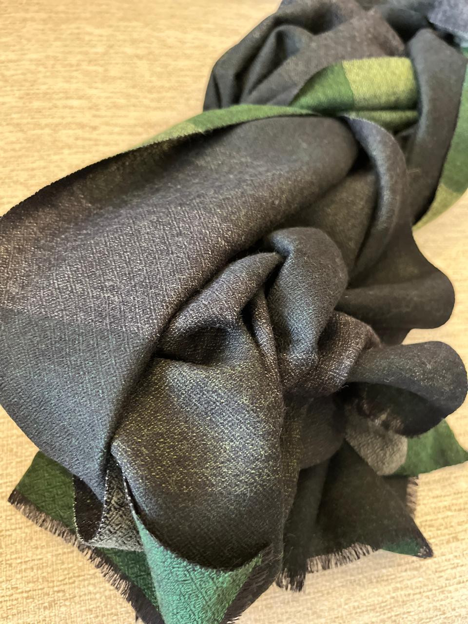 Very stylish Reversible Pure Wool Handwoven Stole - Forest Mist