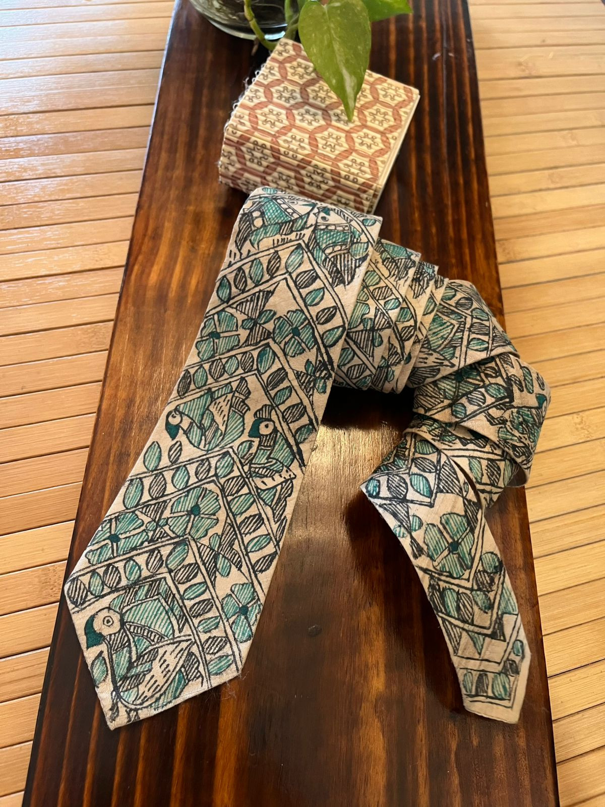 Pure Silk Handpainted Madhubani Tie