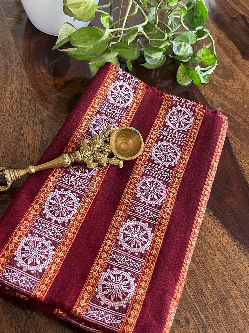 Pure cotton Handwoven Sambhalpuri Kurta - Maroon