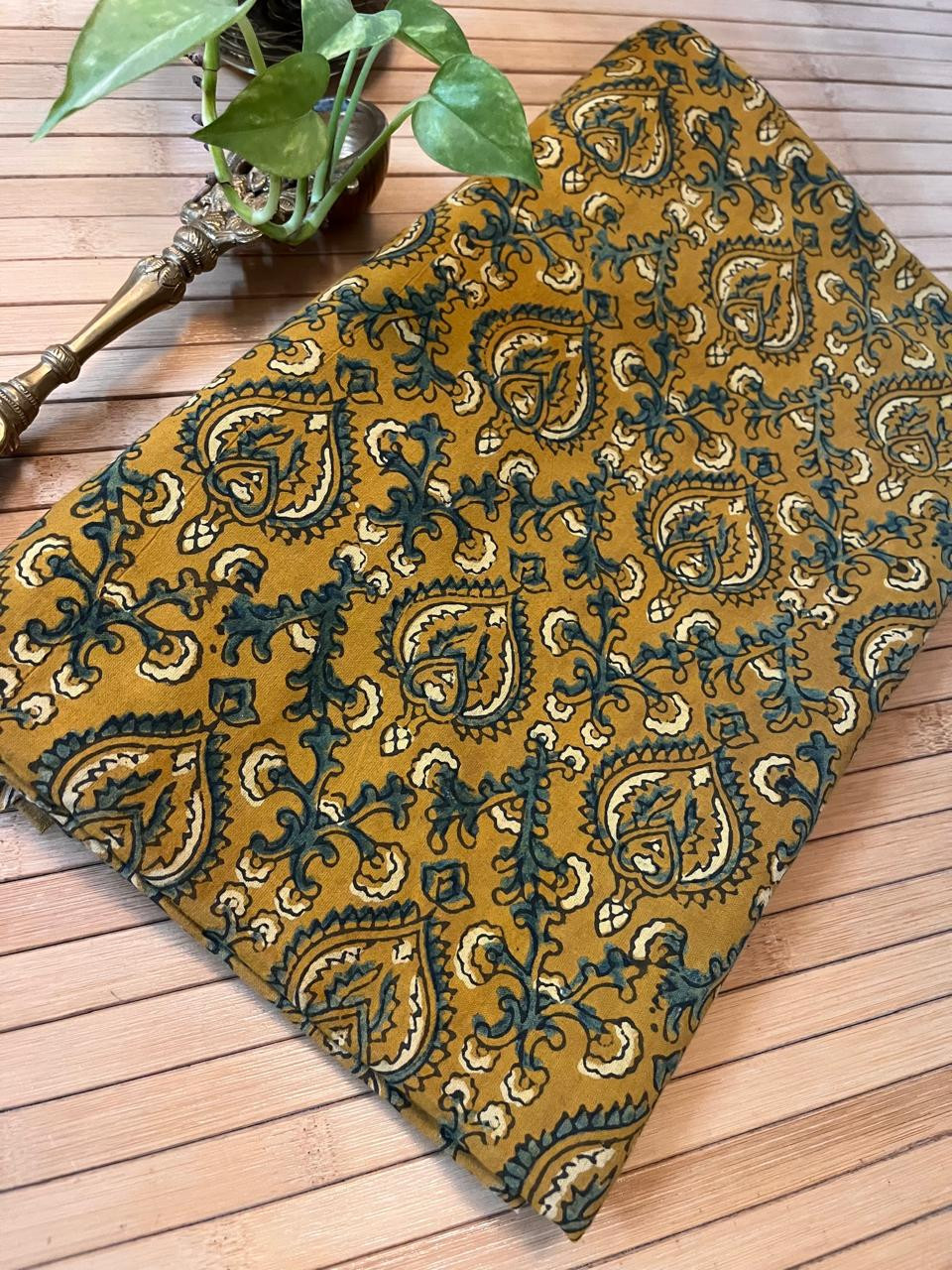 Pure cotton Handblock Ajrakh Kurta fabric