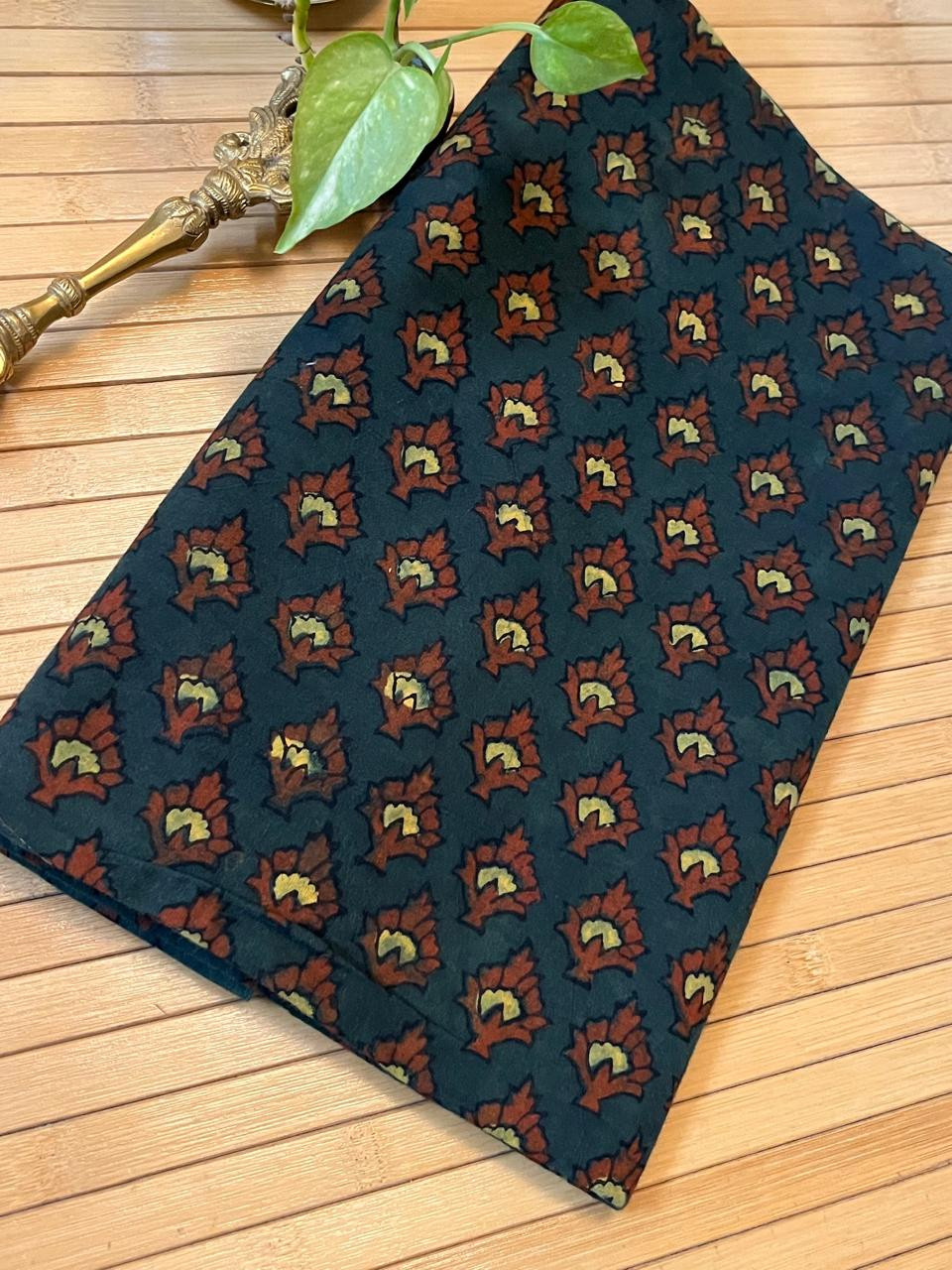 Pure cotton Handblock Ajrakh Kurta fabric