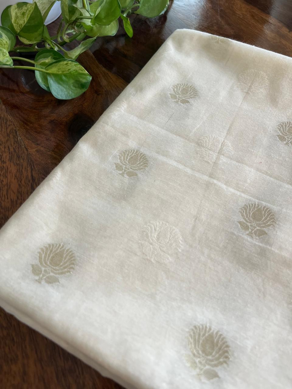 Chanderi Handwoven Banarasi Kurta with Buttis - Off-White