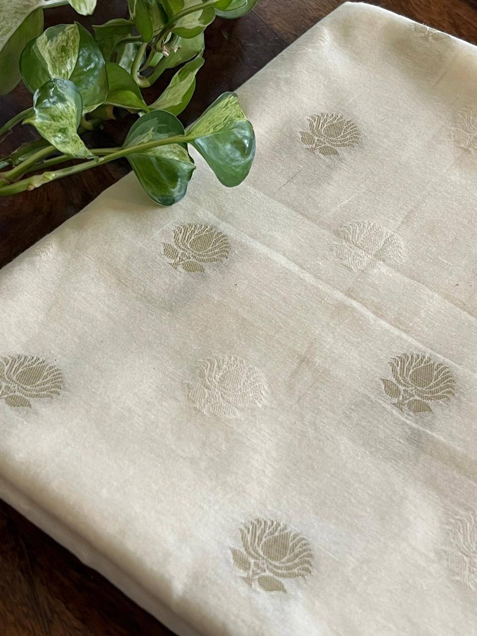 Chanderi Handwoven Banarasi Kurta with Buttis - Off-White