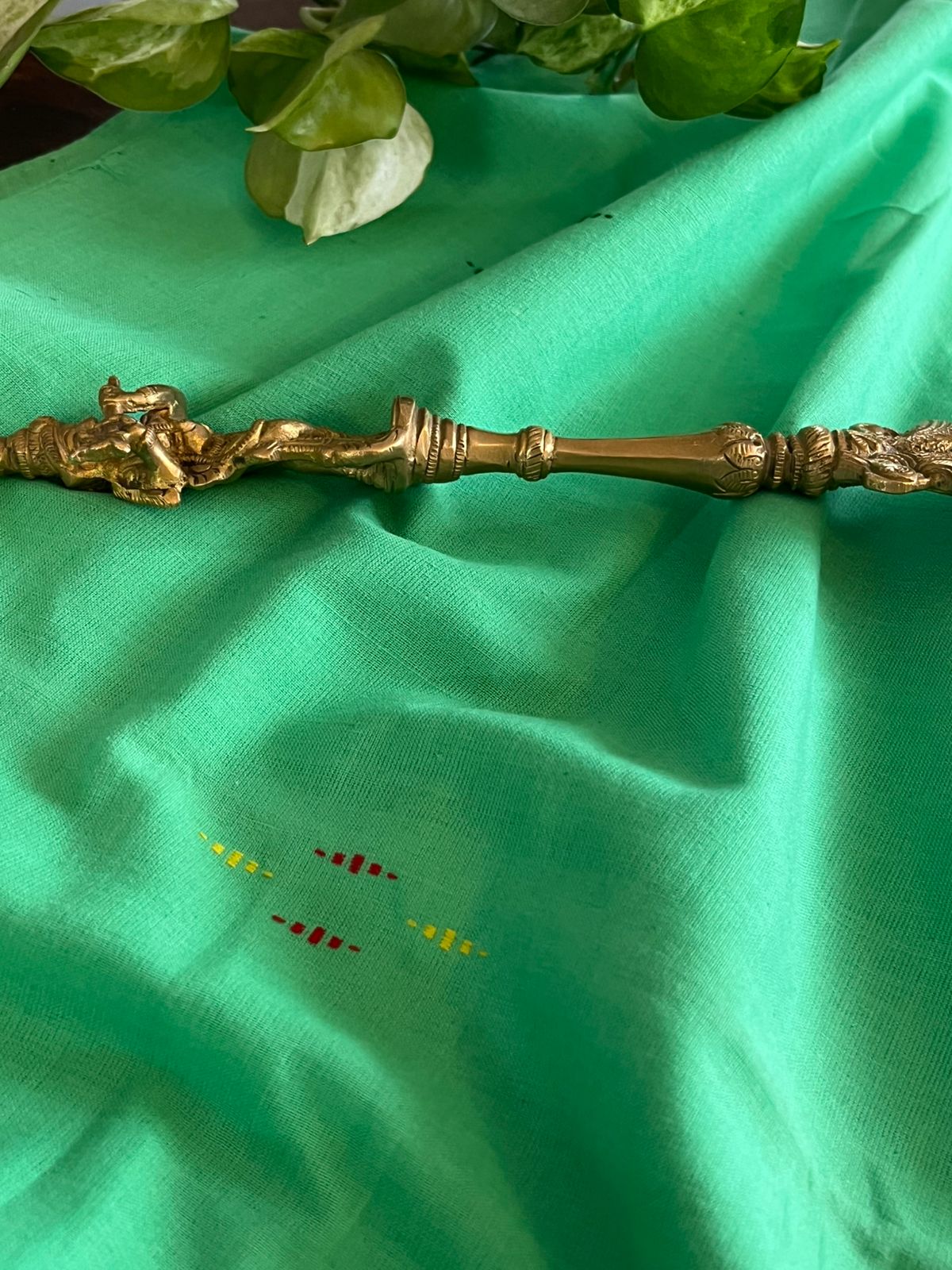 Handwoven Pure Cotton Kurta material from Assam - Green