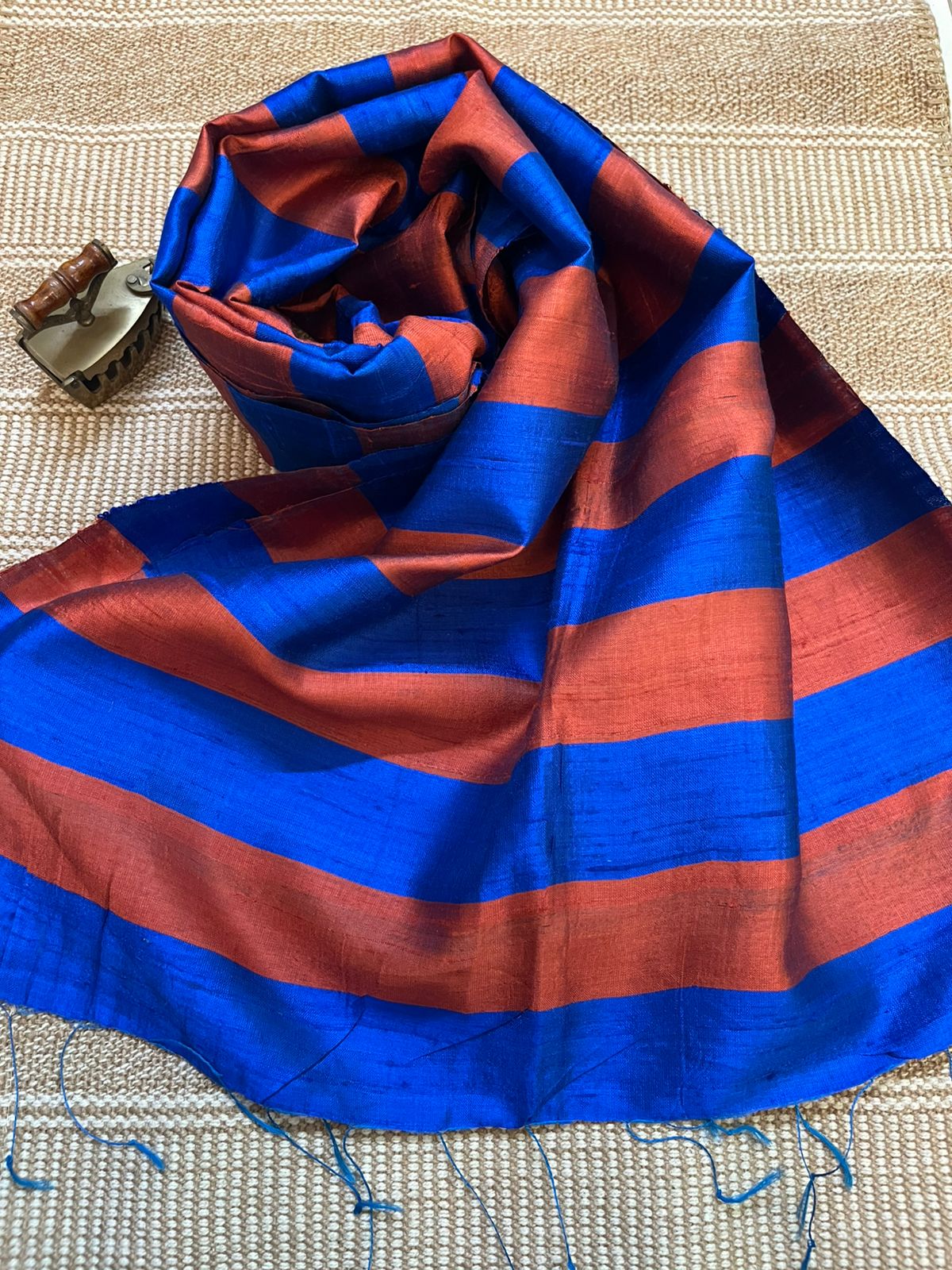 Vibrant pure Raw Silk Stole - Multicolour