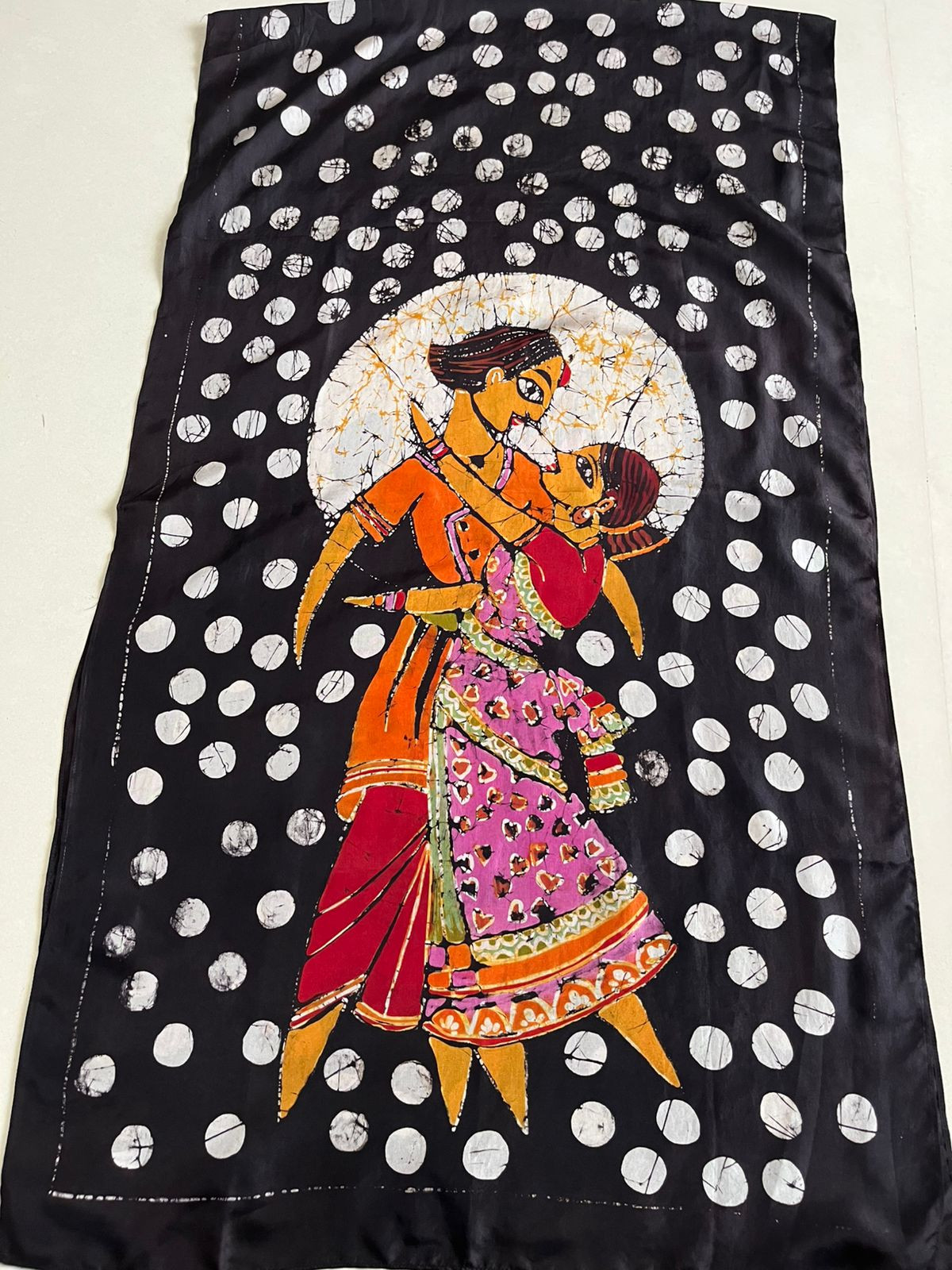 Pure Soft Silk Stole with Hand Wax Batik work