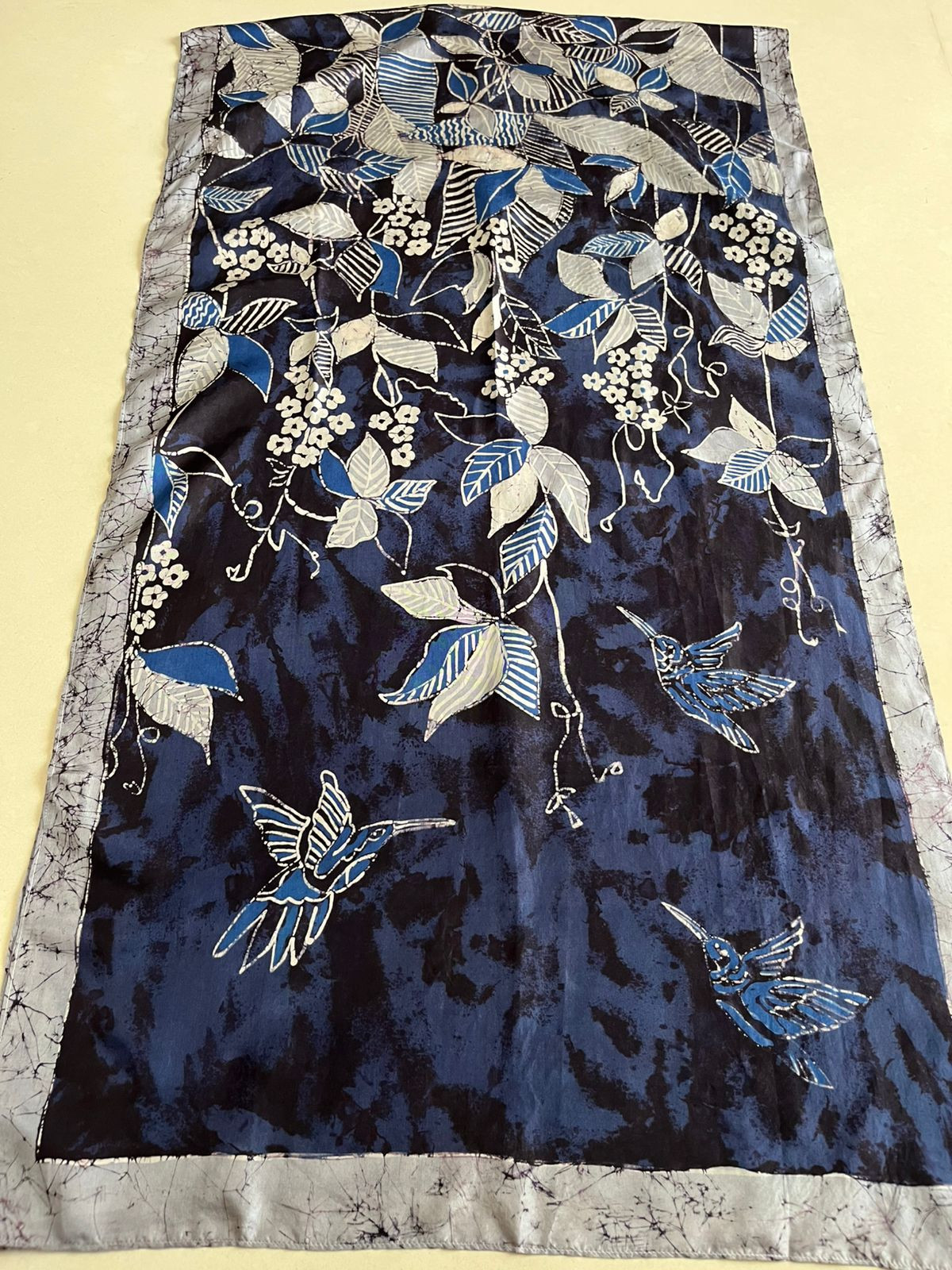 Pure Soft Silk Stole with Hand Wax Batik work