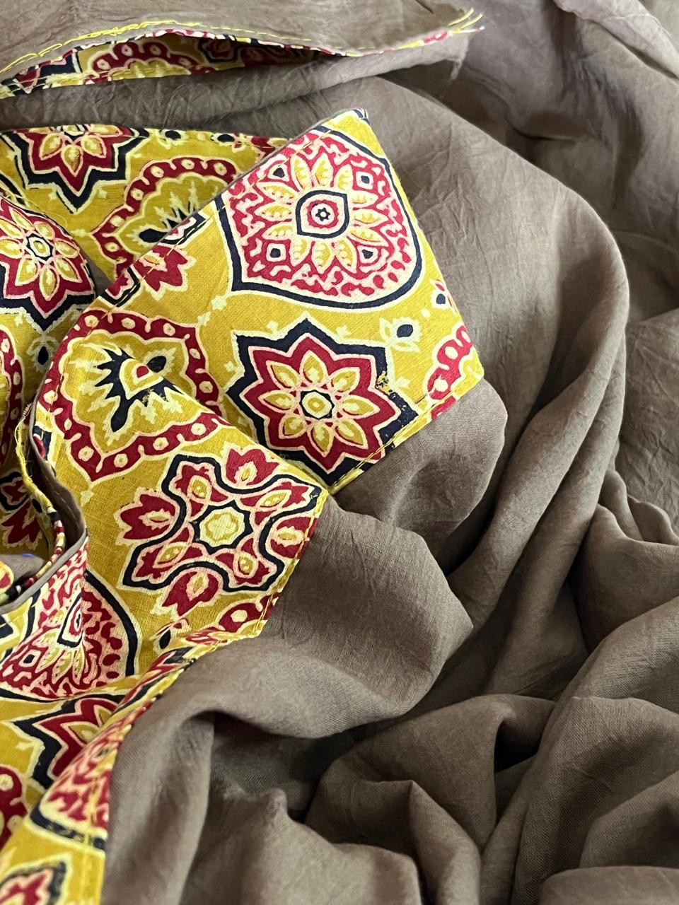 Pure Cotton Saree with Ajrakh Applique work