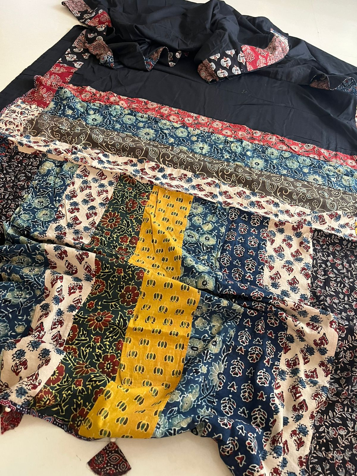 Pure Cotton Saree with Ajrakh  work