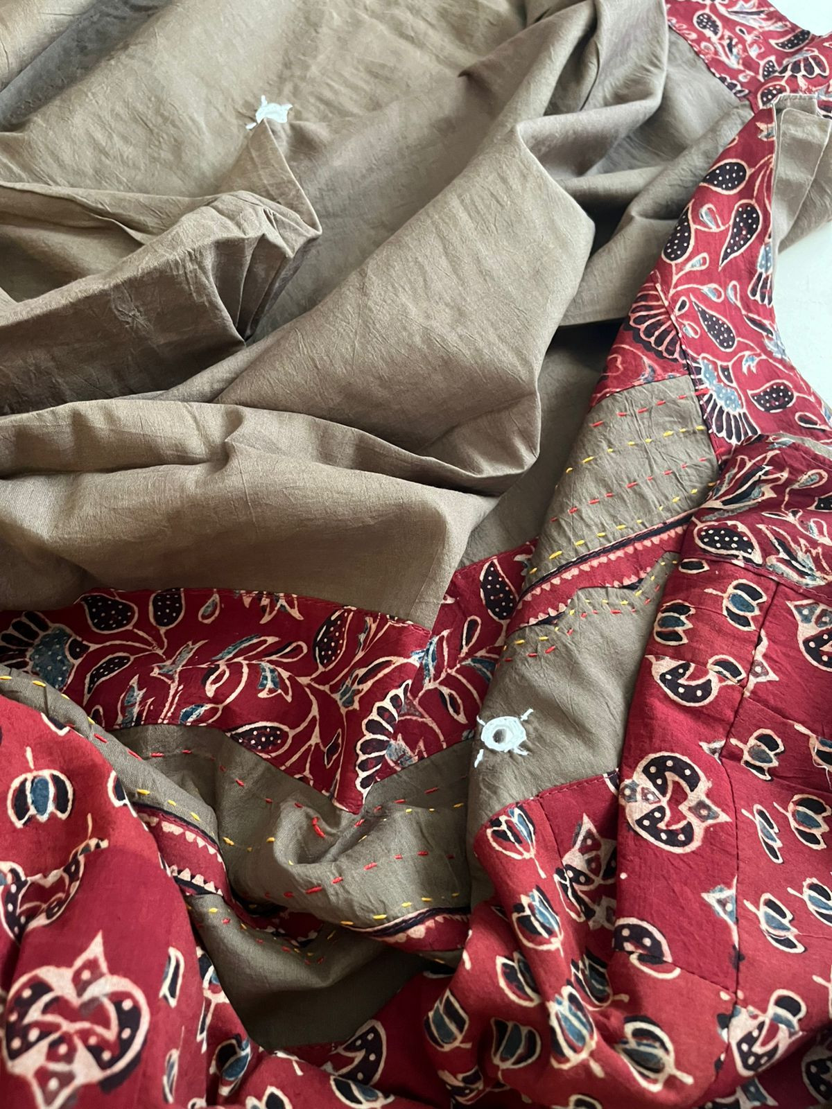 Pure Cotton Saree with Ajrakh Applique work