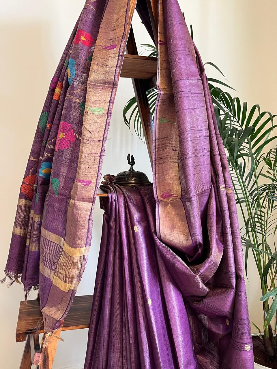 Pure Kosa Tissue Silk Handwoven Saree - Purple
