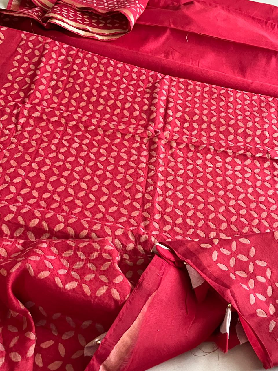 Exclusive Chanderi Handcrafted cutwork Saree - Red