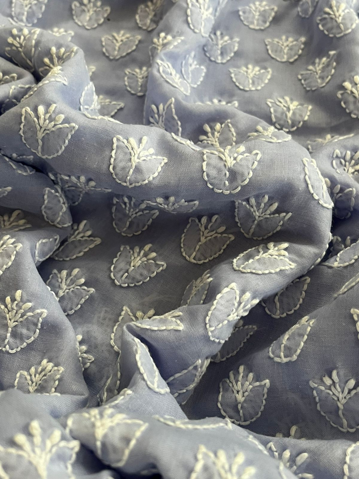 Pure Mul 3 Piece Suit With Hand Chikankari Work  - Lavendar