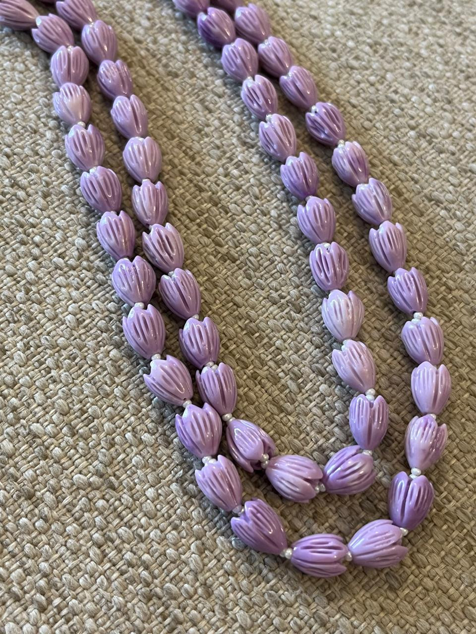 Tulip Beads Ceramic 2 layered Neckpiece - Lavendar