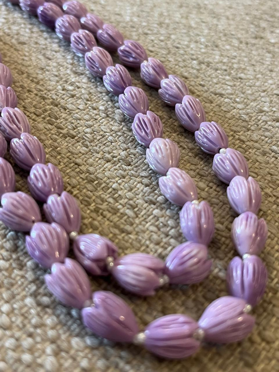 Tulip Beads Ceramic 2 layered Neckpiece - Lavendar