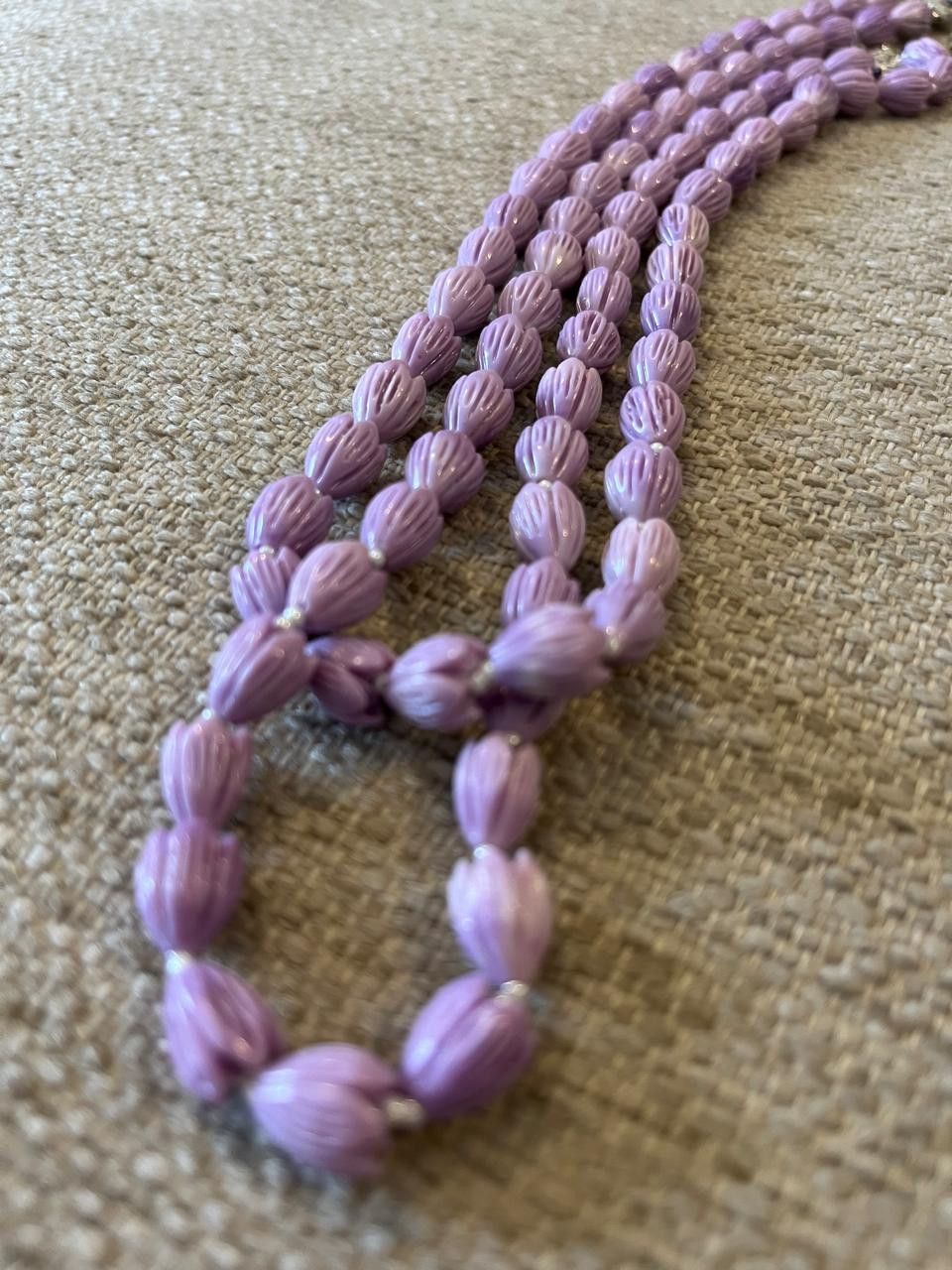 Tulip Beads Ceramic 2 layered Neckpiece - Lavendar