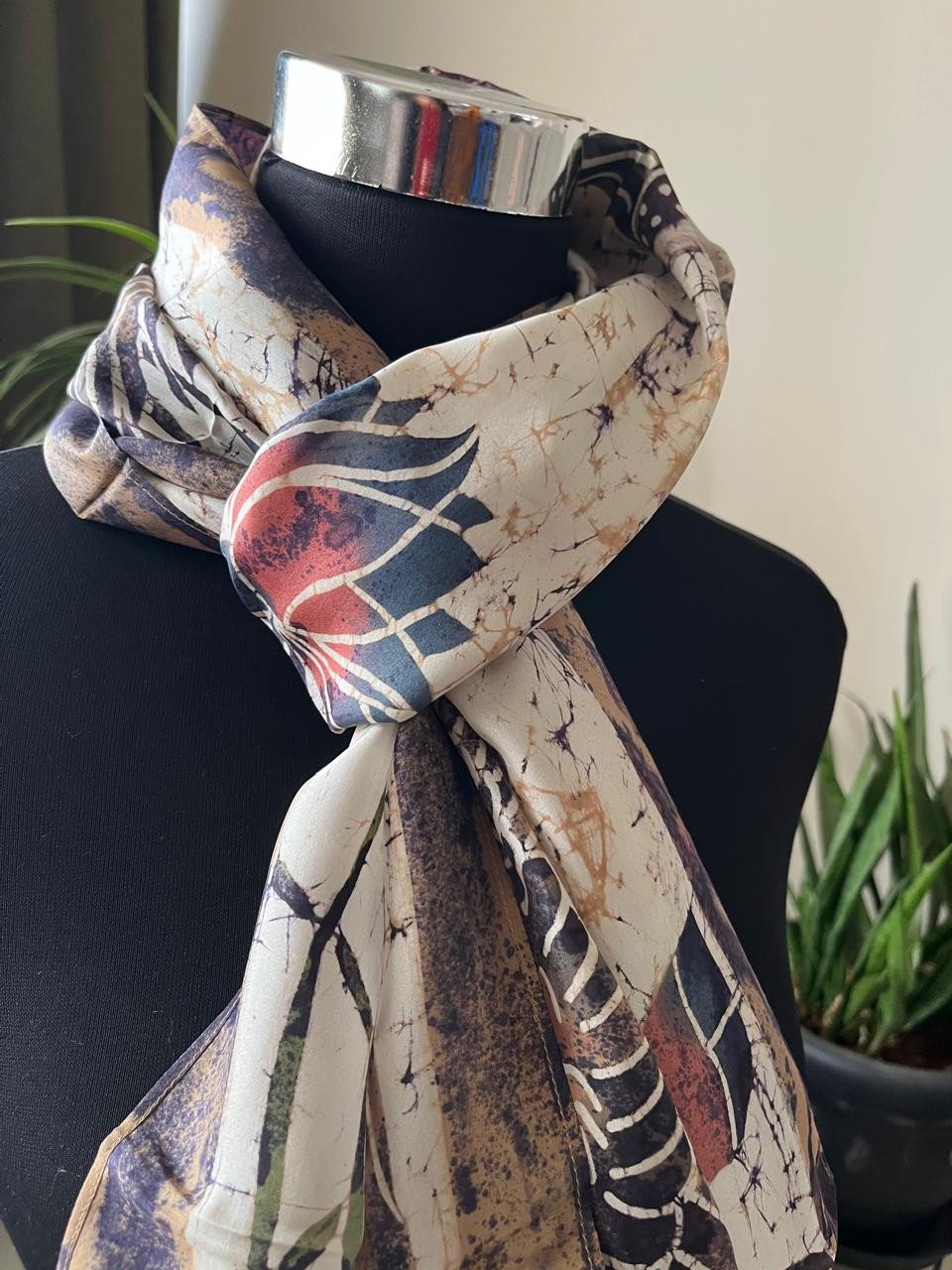 Pure Soft Silk Stole with Hand Wax Batik work