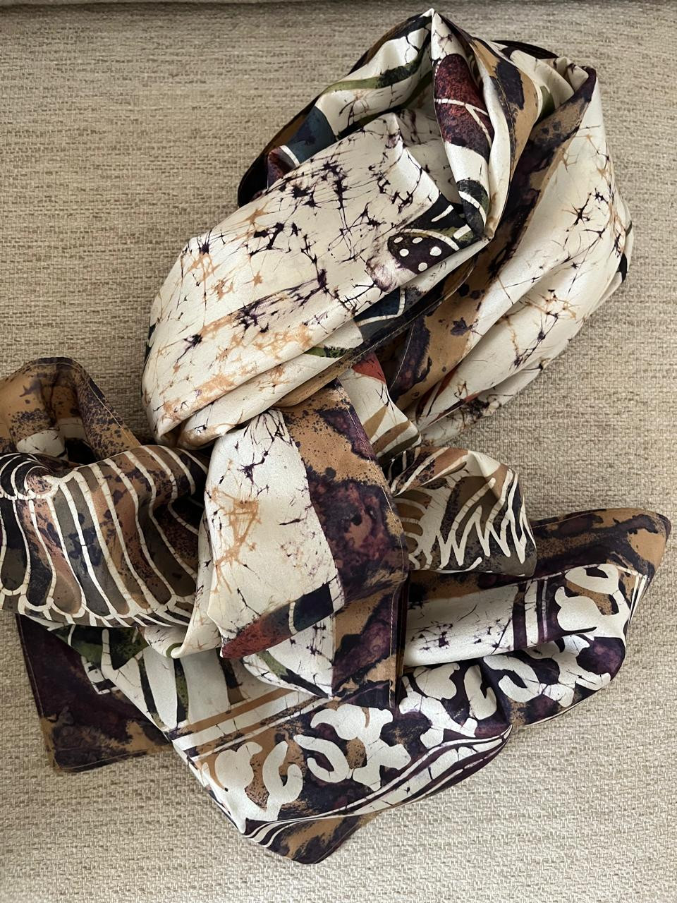 Pure Soft Silk Stole with Hand Wax Batik work